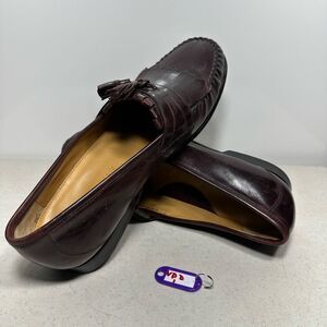 Johnston Murphy Loafers Brown Leather Tassel Moc Almond Toe Slip On Shoes 11W